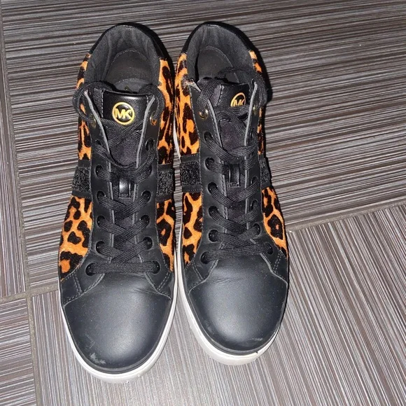 Sneakers Michael Kors sneakers Leopard & Leather Size 8 High Tops black brown - Picture 2 of 5